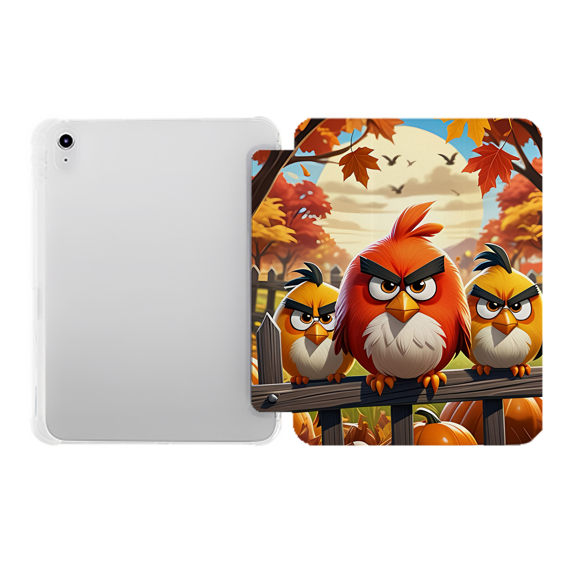 （画像用） Angry Birds アングリーバード IPad ケース ペン収納付き 三つ折りスタンド PUレザー×シリコン 対応機種9.5/10.5/10.9インチ